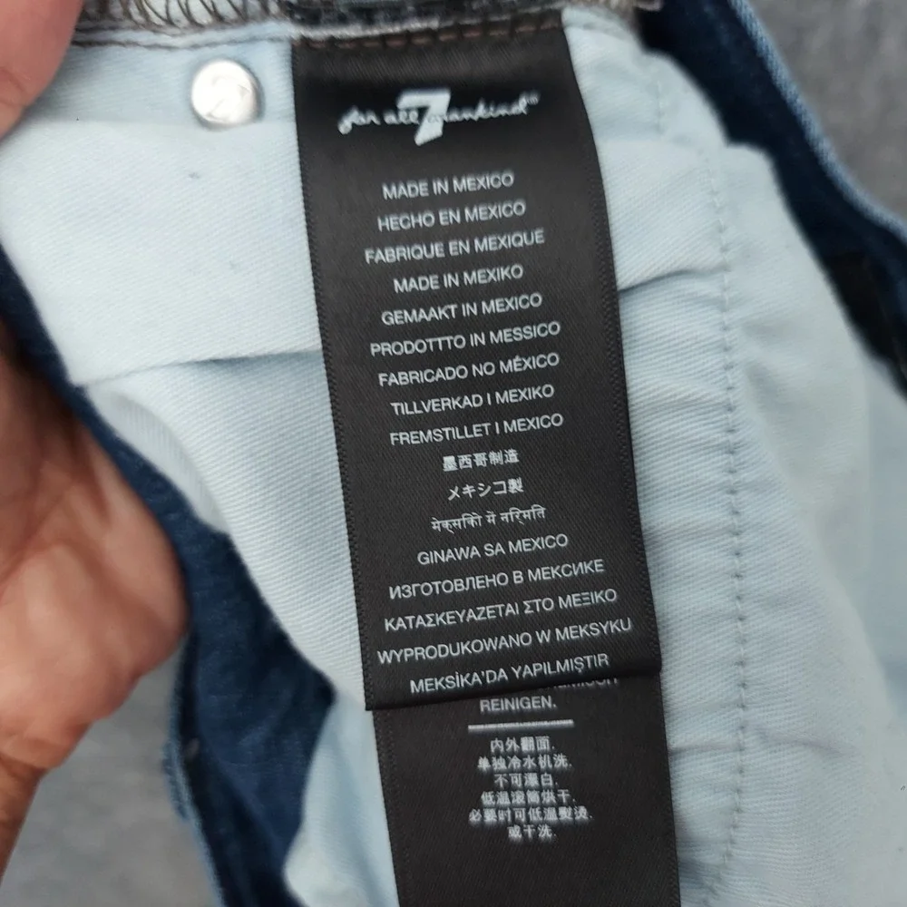 7 For All Mankind‎ Jeans Women 30 Blue Skinny Mid Rise Distressed Denim Stretch